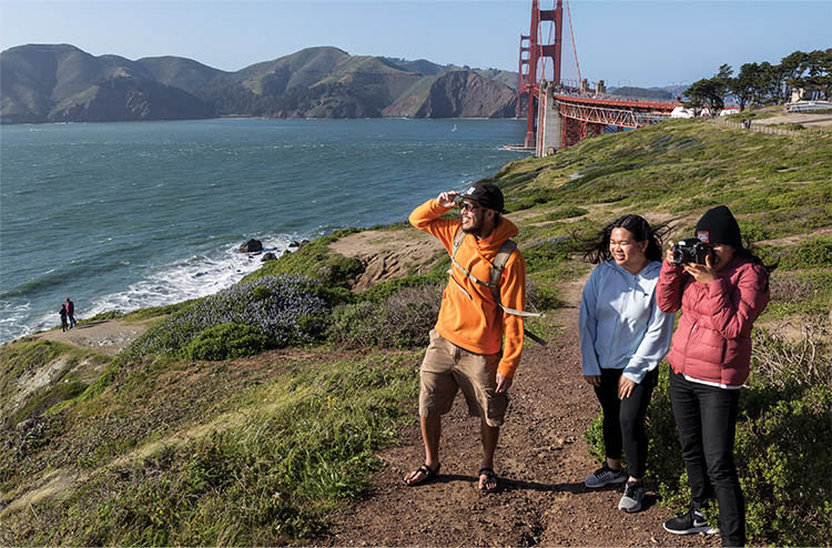 Hiking near Golden Gate Overlook; photo by Paul Myers.