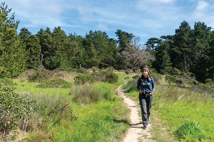 Birder Daniela Sánchez at Rancho Corral de Tierra. Photo by Emily Harwitz.